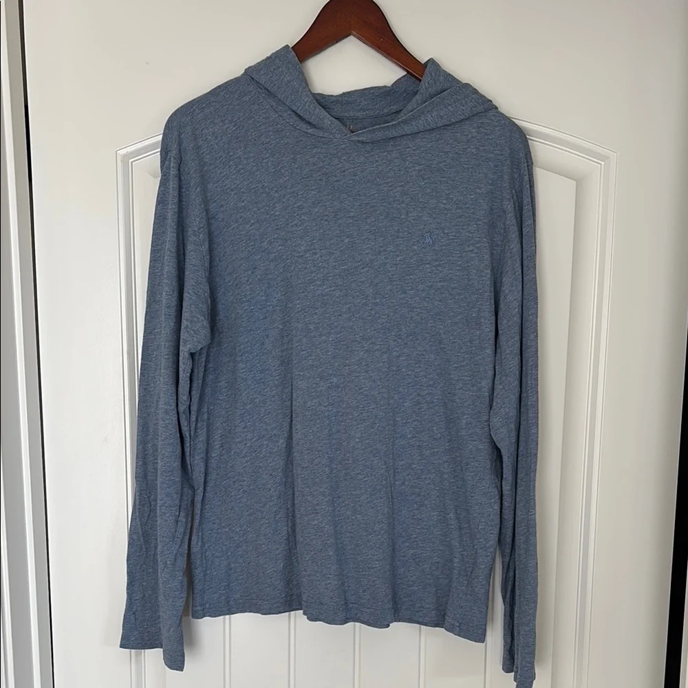 Polo‎ Ralph Lauren Heather Blue Lightweight Hoodie Pullover Cotton Preppy Men XL